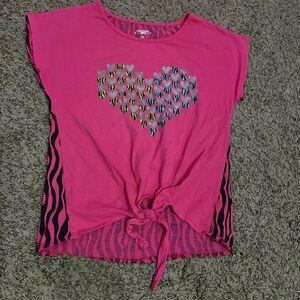 Y2K Pink and black striped baby tee with rose graphic front and back